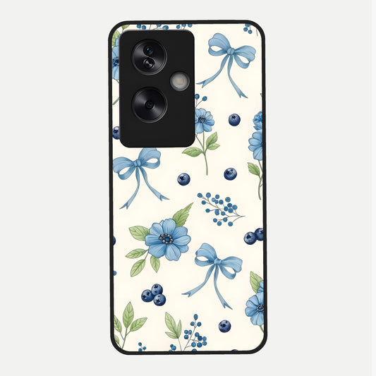  Blue Flower And Bow Glass Case For Oppo A79 back cover – full design glossy printed glass finish