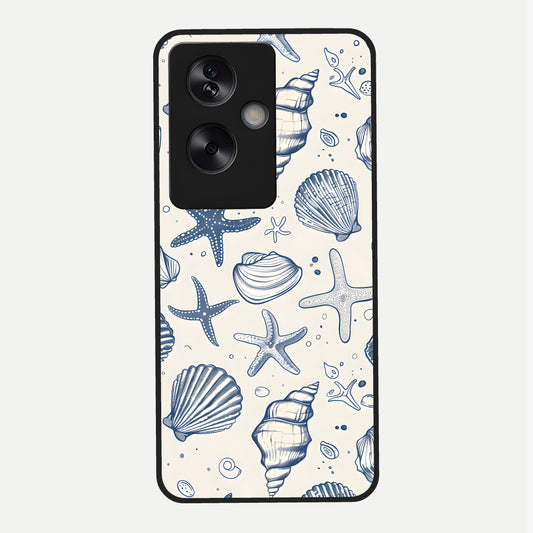  Blue Ocean Outline Glass Case For Oppo A79 back cover – full design glossy printed glass finish
