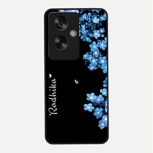  Blue Petal Dream Custom Name Glass Case For Oppo A79 back cover – full design glossy printed glass finish