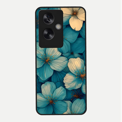  Blue Shade Floral Glass Case For Oppo A79 back cover – full design glossy printed glass finish