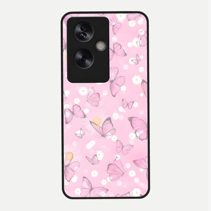  Blush Butterfly Garden Glass Case For Oppo A79 back cover – full design glossy printed glass finish