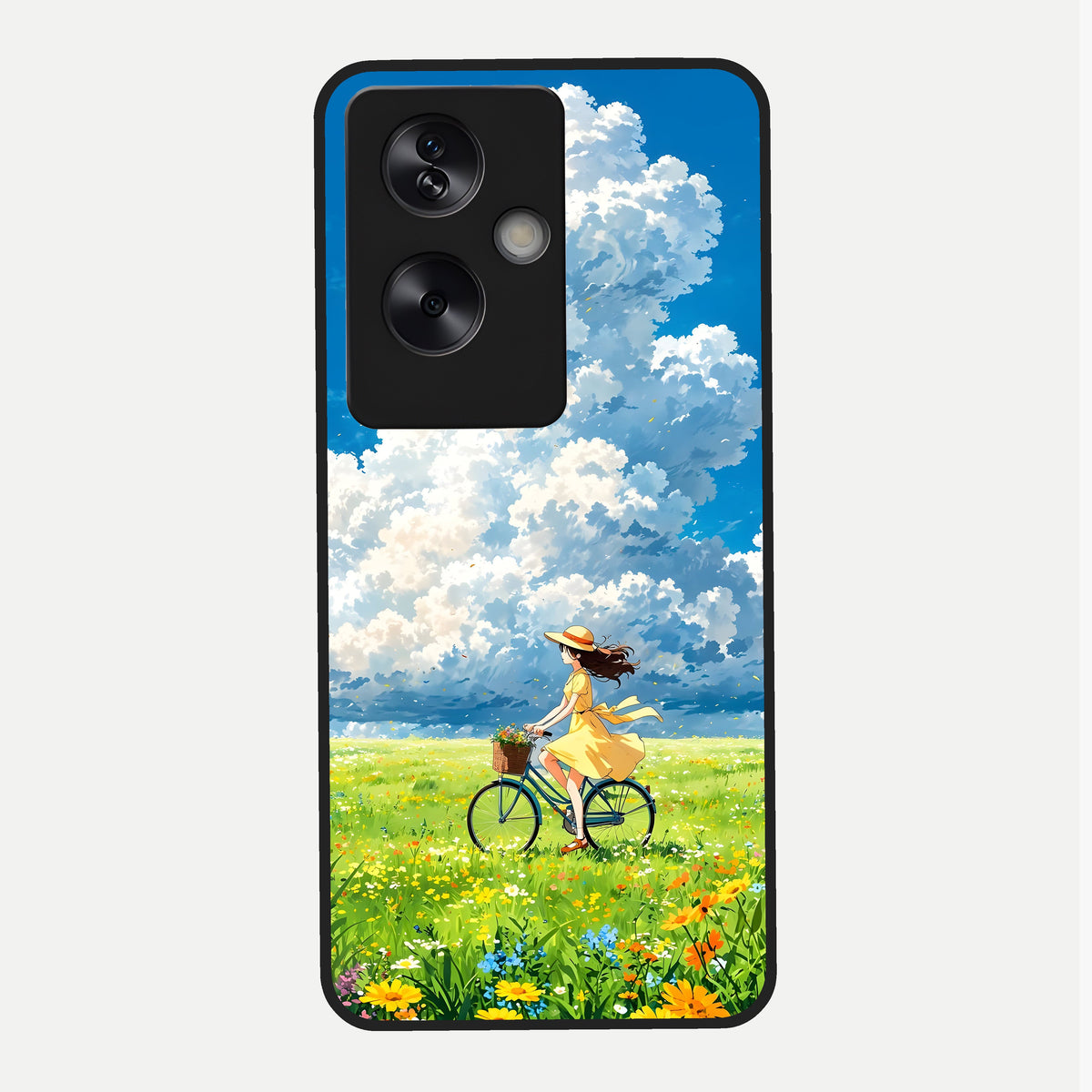  Breezy Meadow Ride Glass Case For Oppo A79 back cover – full design glossy printed glass finish