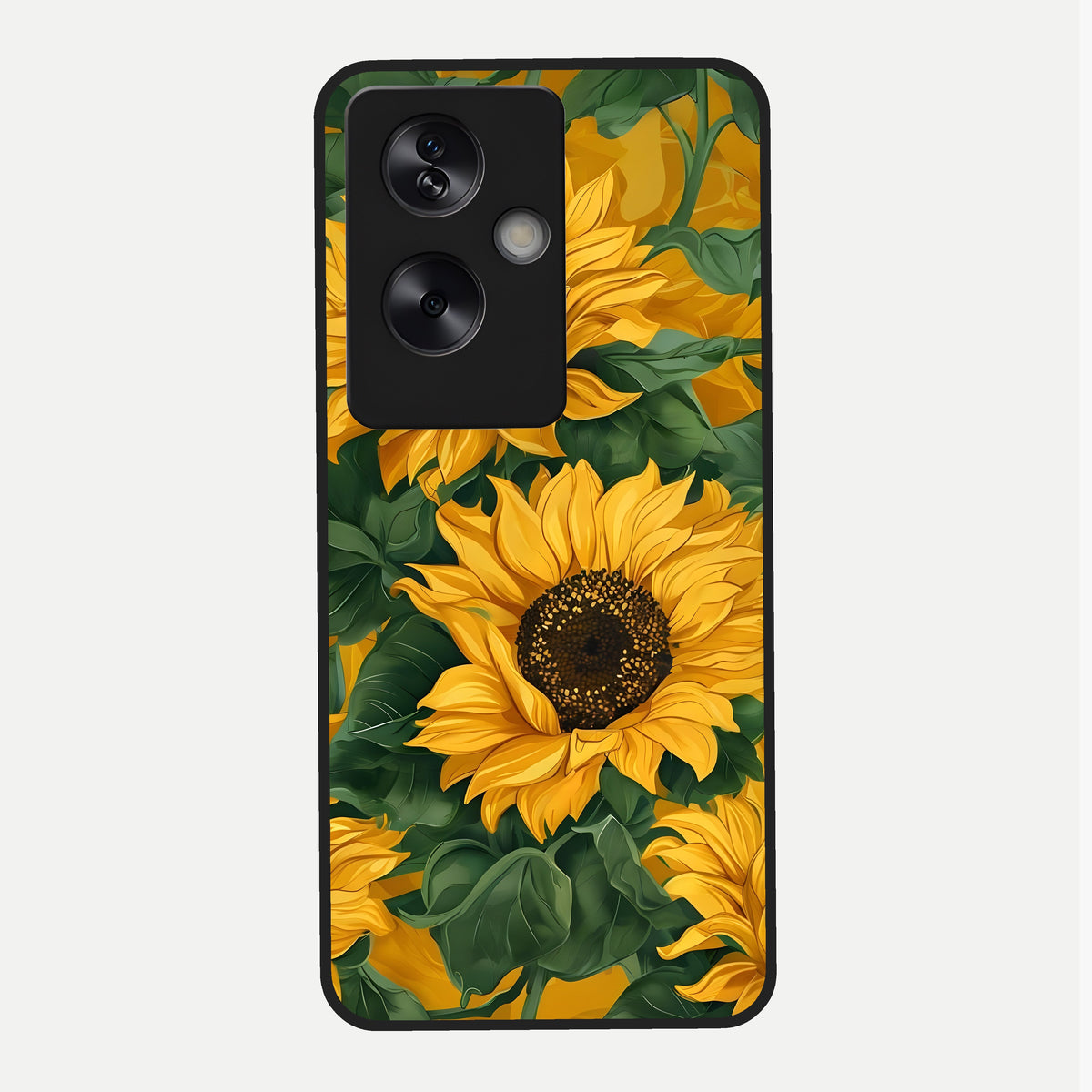  Bright Sunflower Bloom Glass Case For Oppo A79 back cover – full design glossy printed glass finish