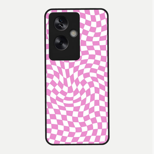  Bubblegum Check Wave Glass Case For Oppo A79 back cover – full design glossy printed glass finish