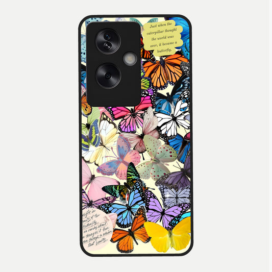 Butterflies Petal Dream Glass Case For Oppo A79 back cover – full design glossy printed glass finish