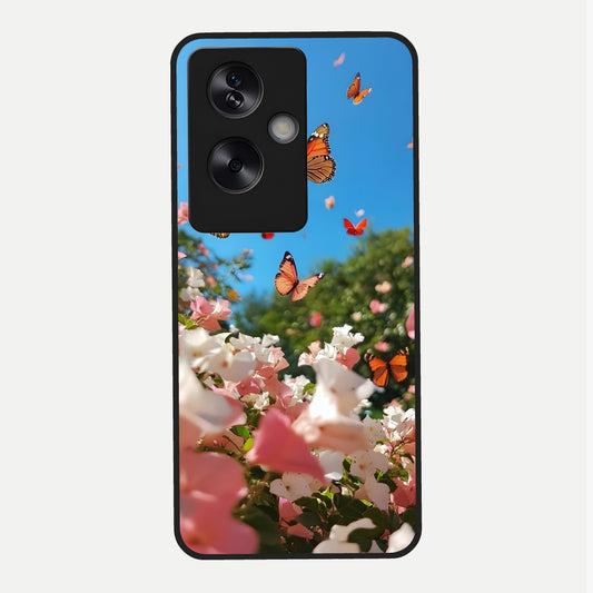  Butterflies In Bloom Sky Glass Case For Oppo A79 back cover – full design glossy printed glass finish