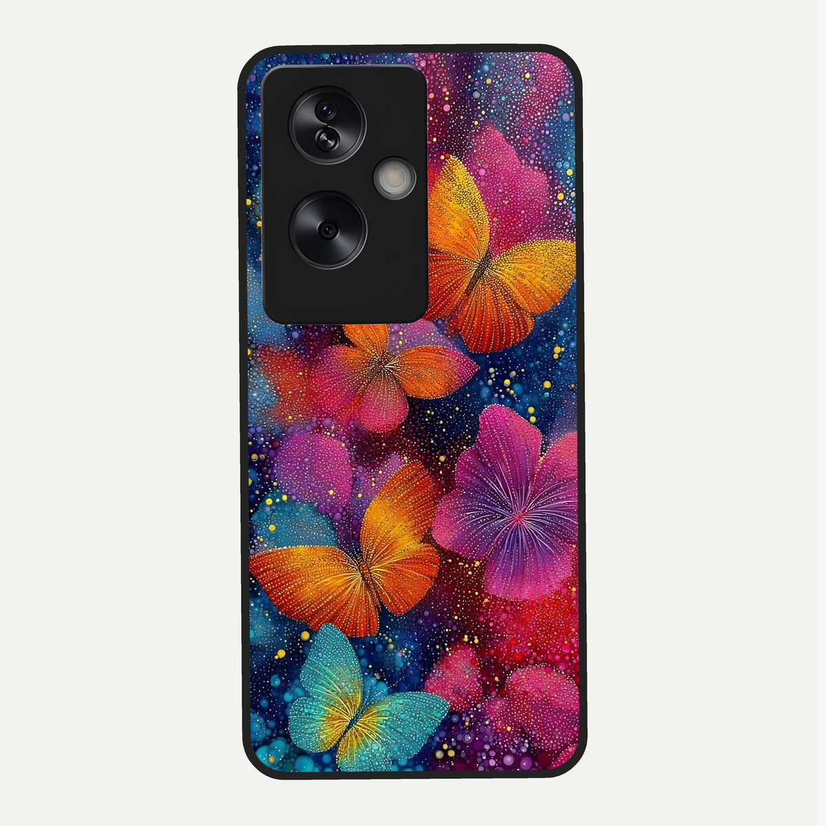  Butterfly Dream Mist Glass Case For Oppo A79 back cover – full design glossy printed glass finish