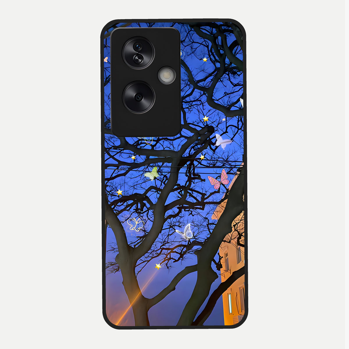  Butterfly Night Magic Glass Case For Oppo A79 back cover – full design glossy printed glass finish