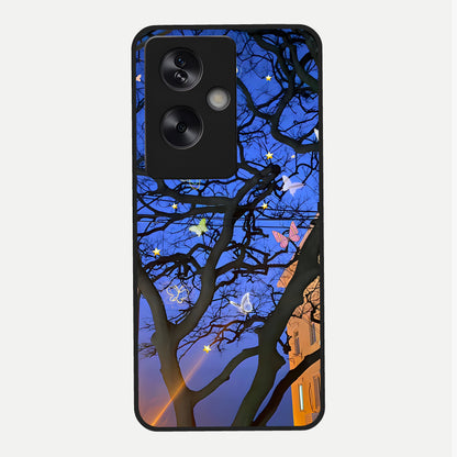  Butterfly Night Magic Glass Case For Oppo A79 back cover – full design glossy printed glass finish
