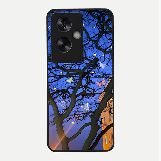  Butterfly Night Magic Glass Case For Oppo A79 back cover – full design glossy printed glass finish