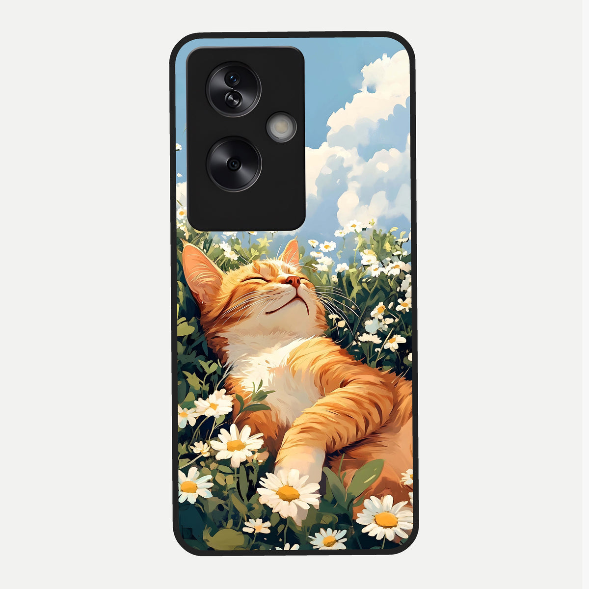  Cat And Flowers View Glass Case For Oppo A79 back cover – full design glossy printed glass finish