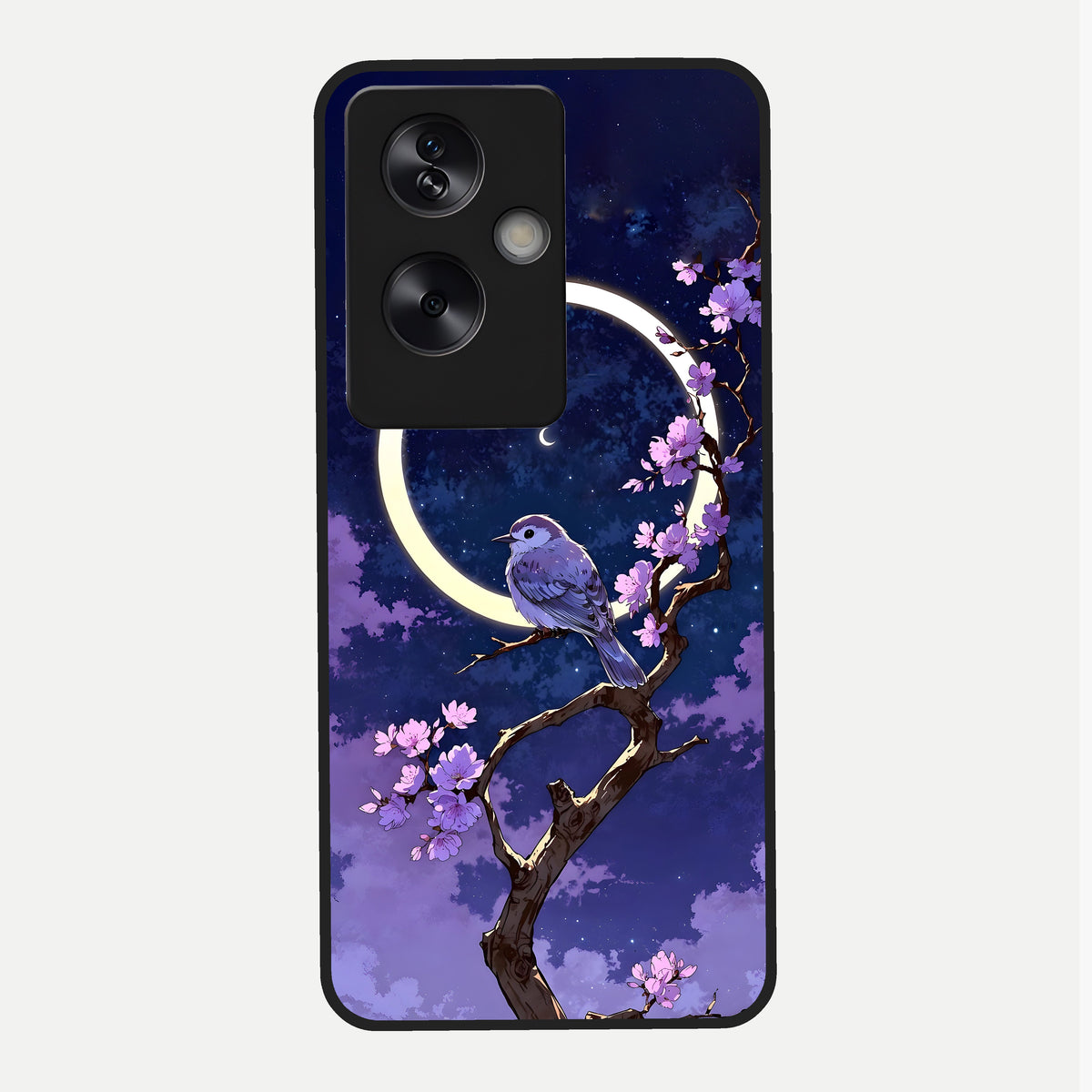  Celestial Bird Blossom Glass Case For Oppo A79 back cover – full design glossy printed glass finish