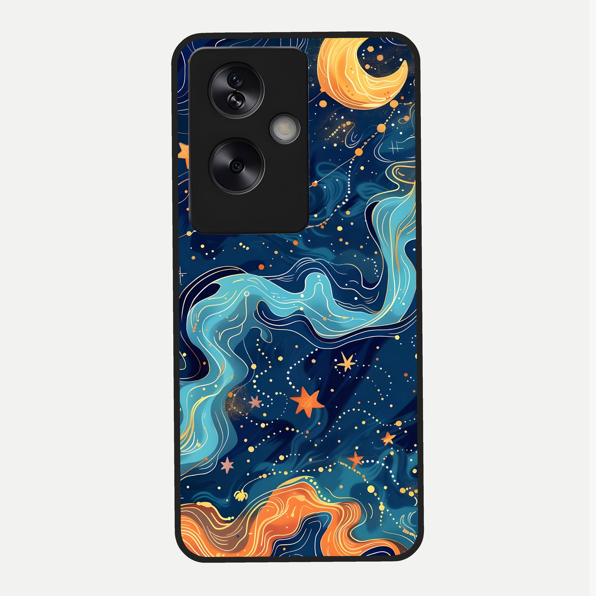  Celestial Dream Flow Glass Case For Oppo A79 back cover – full design glossy printed glass finish