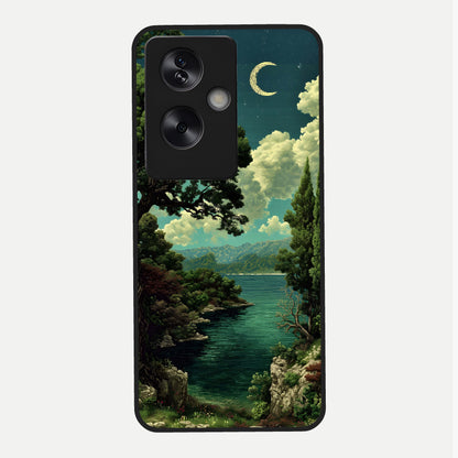  Celestial Lake Peace Glass Case For Oppo A79 back cover – full design glossy printed glass finish