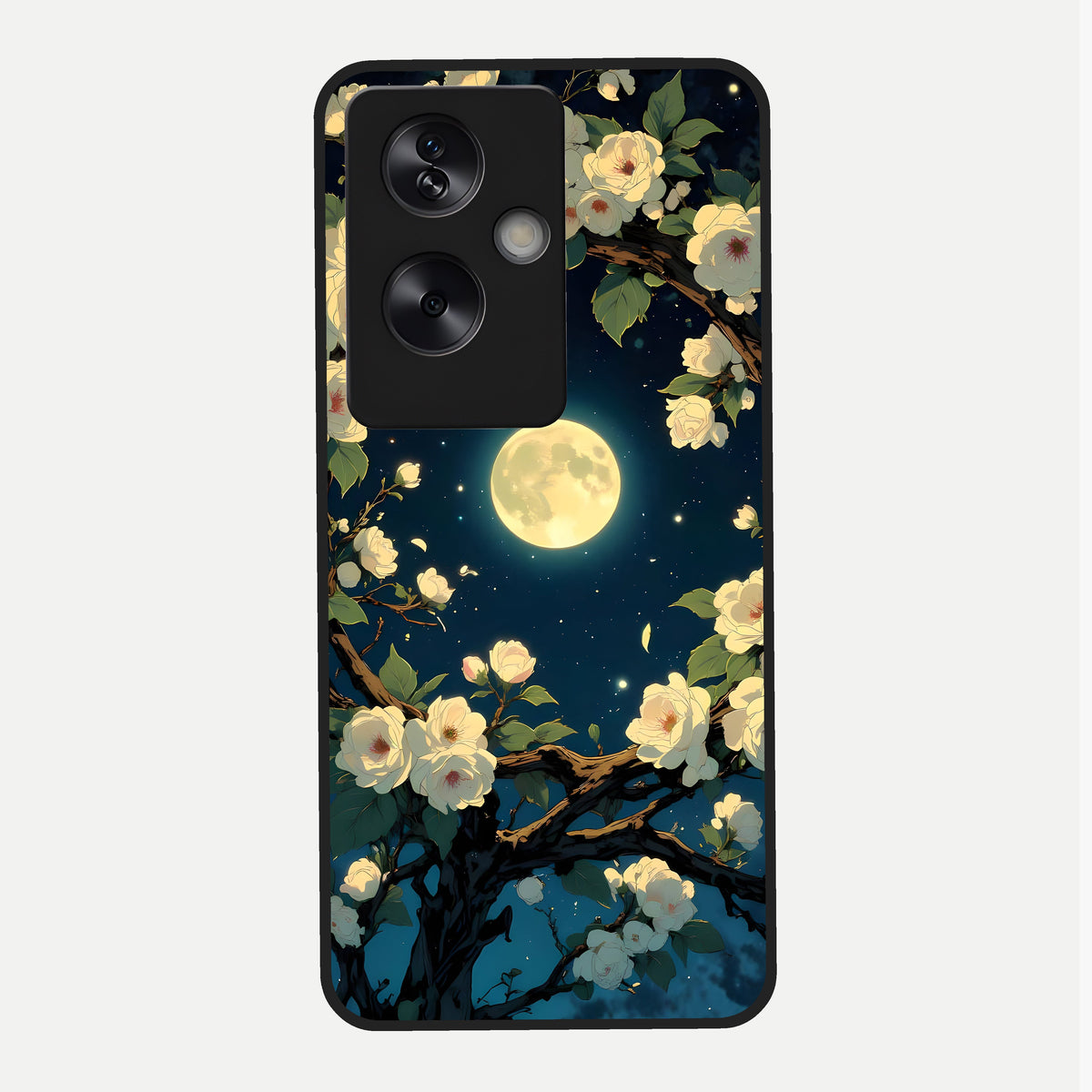  Celestial Moon And Flower Glass Case For Oppo A79 back cover – full design glossy printed glass finish