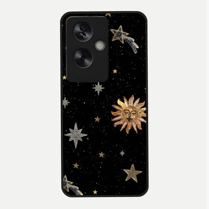  Celestial Moon With Stars Glass Case For Oppo A79 back cover – full design glossy printed glass finish