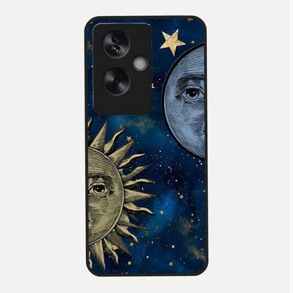  Celestial Moon With Sun Glass Case For Oppo A79 back cover – full design glossy printed glass finish