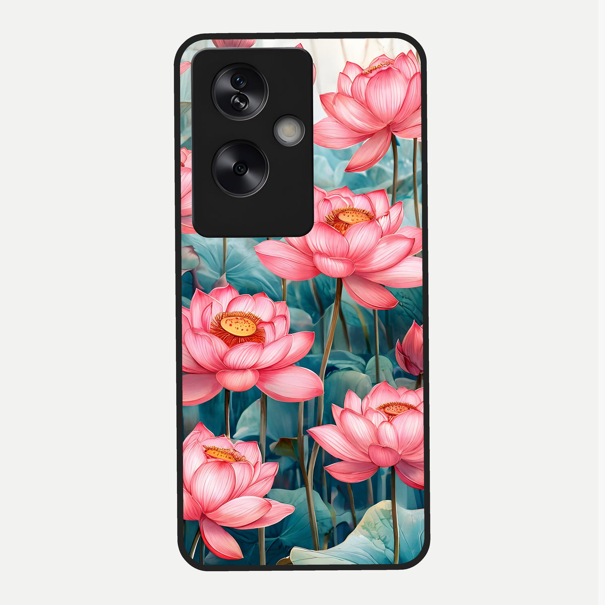  Celestial Pink Lotus Glass Case For Oppo A79 back cover – full design glossy printed glass finish
