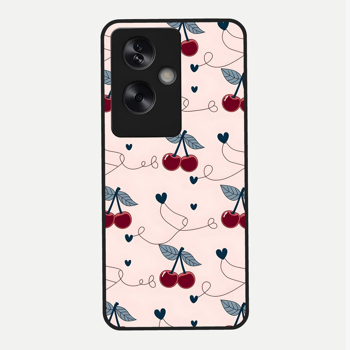  Cherry Heart Line Glass Case For Oppo A79 back cover – full design glossy printed glass finish