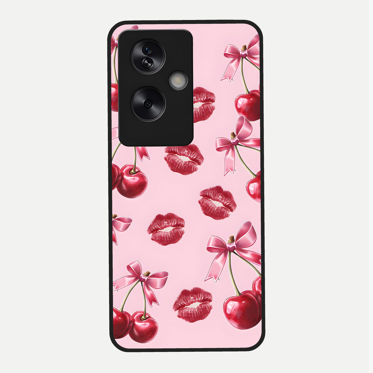  Cherry With Lips Glass Case For Oppo A79 back cover – full design glossy printed glass finish