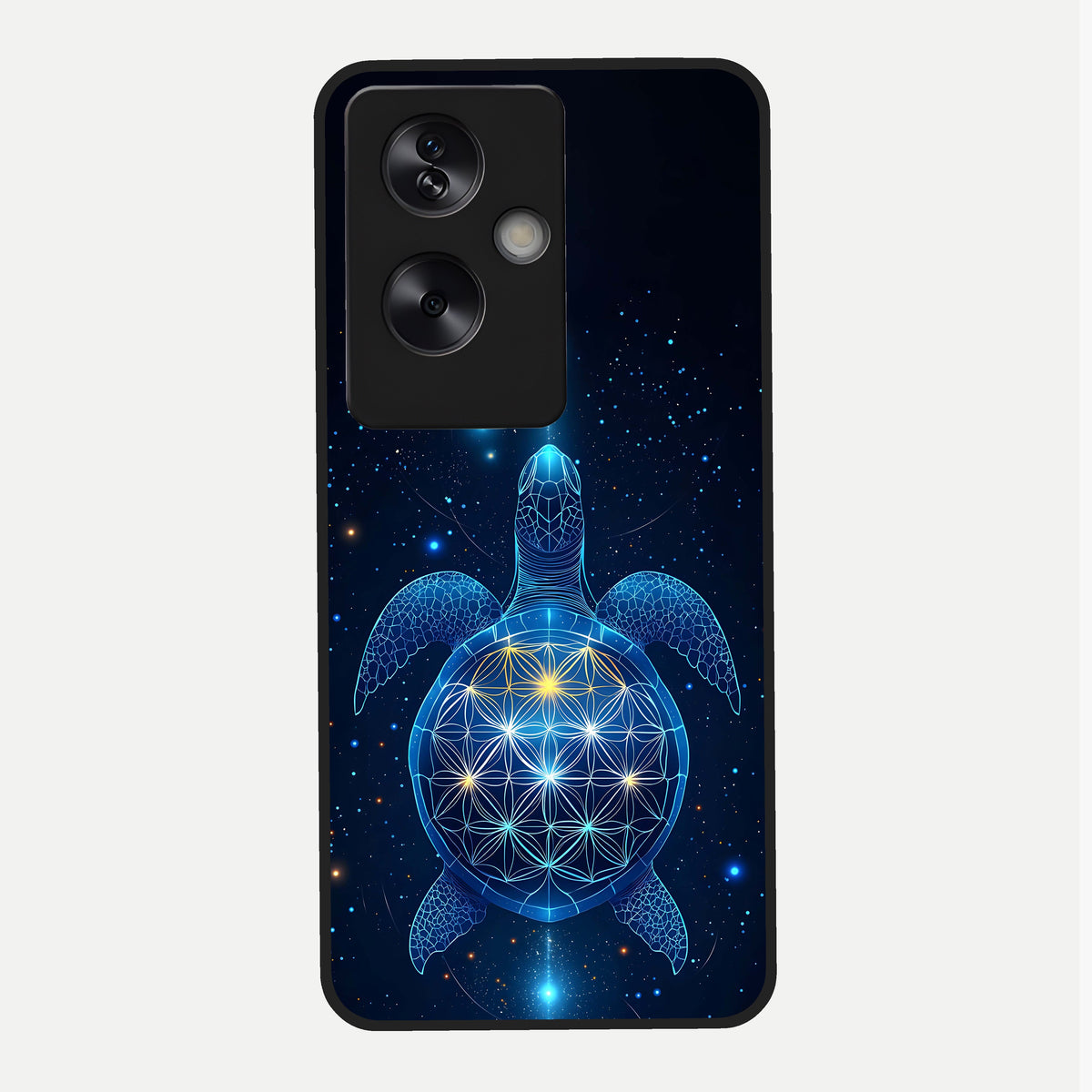  Crimson Blue Turtle Glass Case For Oppo A79 back cover – full design glossy printed glass finish