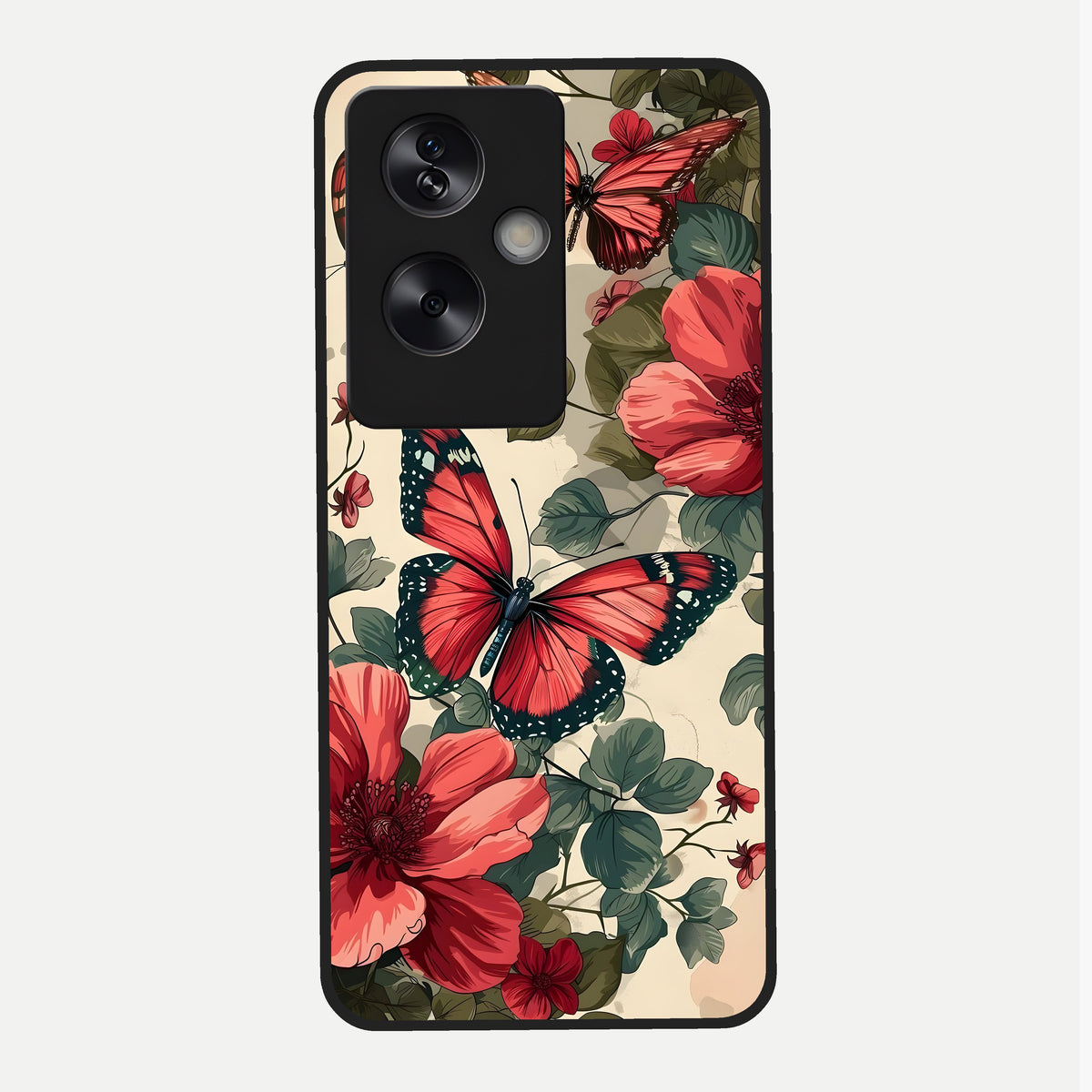  Crimson Butterfly Garden Glass Case For Oppo A79 back cover – full design glossy printed glass finish