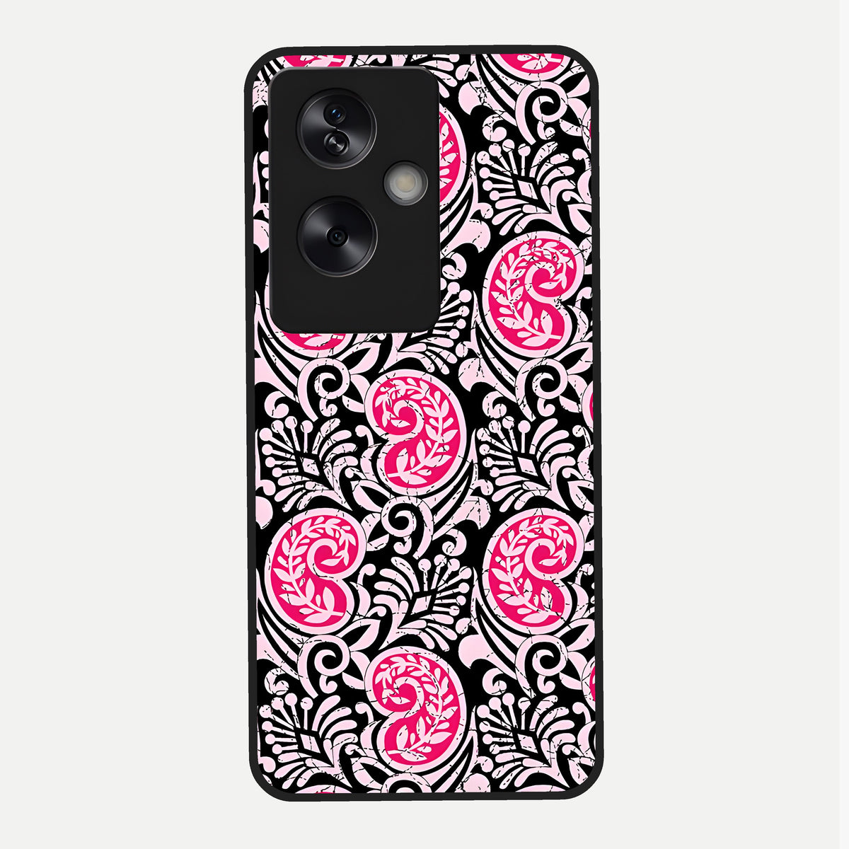  Crimson Paisley Charm Glass Case For Oppo A79 back cover – full design glossy printed glass finish
