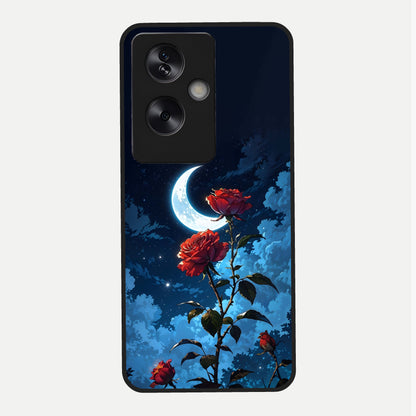  Crimson Rose Moon Glass Case For Oppo A79 back cover – full design glossy printed glass finish