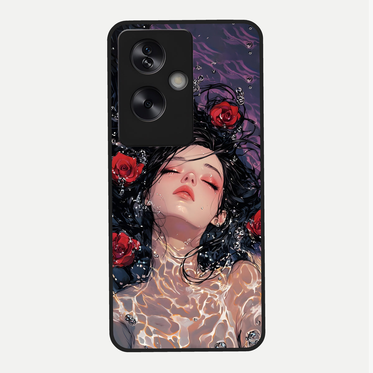  Crimson Rose Serenity Glass Case For Oppo A79 back cover – full design glossy printed glass finish