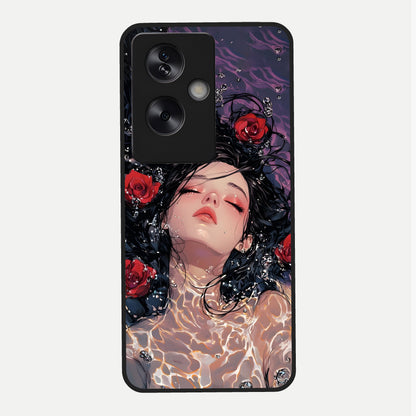  Crimson Rose Serenity Glass Case For Oppo A79 back cover – full design glossy printed glass finish