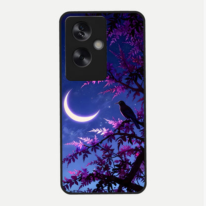  Crow And Moon Scenery Glass Case For Oppo A79 back cover – full design glossy printed glass finish