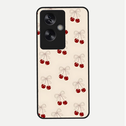  Cute Cherry Pattern Glass Case For Oppo A79 back cover – full design glossy printed glass finish