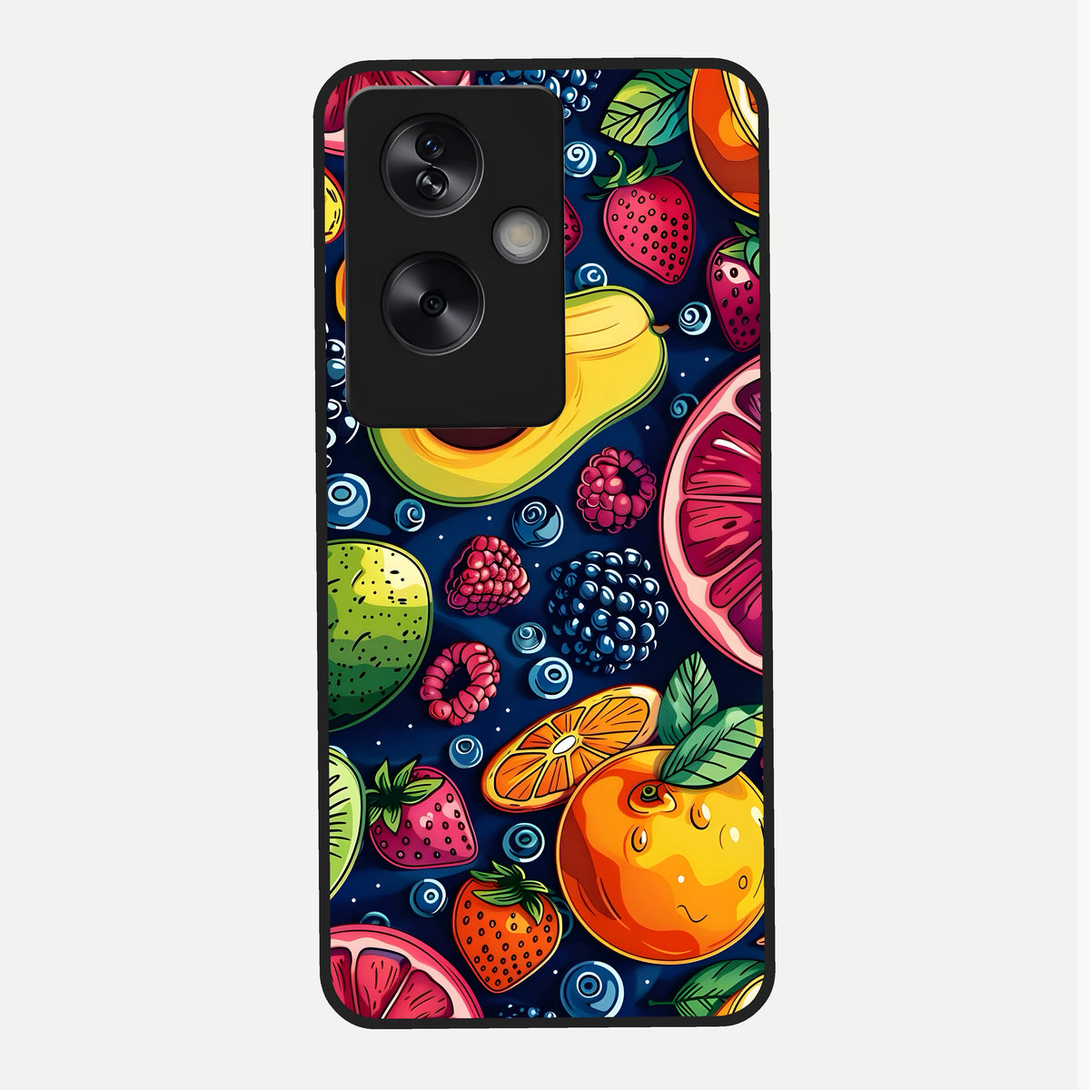  Cute Fruits Art Glass Case For Oppo A79 back cover – full design glossy printed glass finish