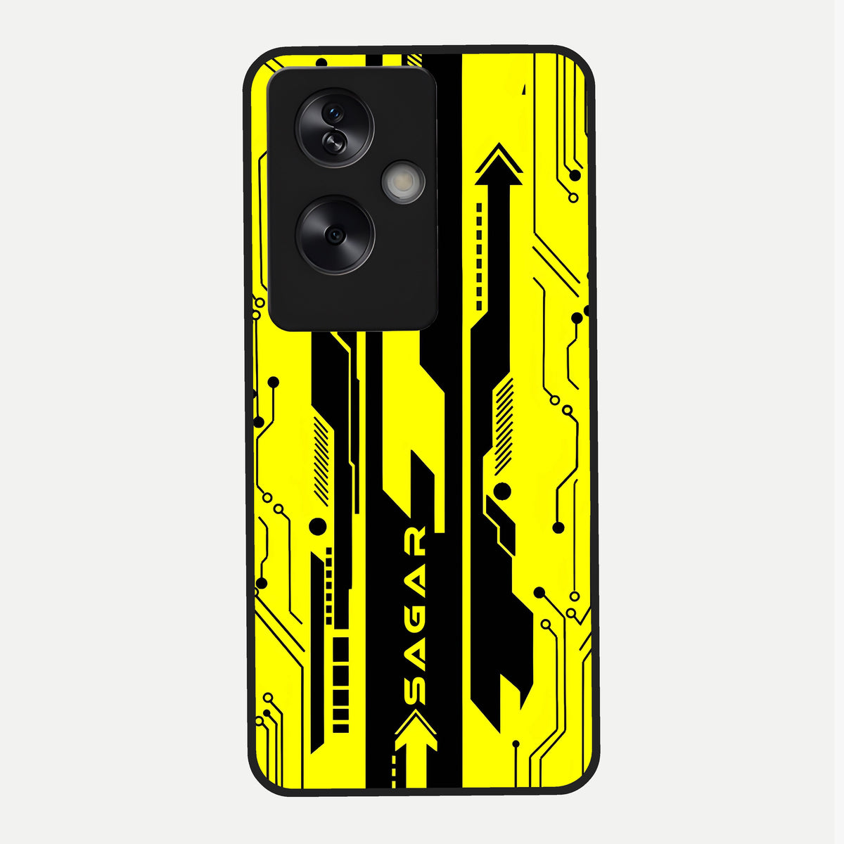  Electric Pulse CYBERPUNK Custom Name Glass Case For Oppo A79 back cover – full design glossy printed glass finish