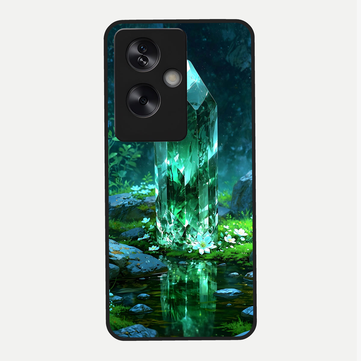  Emerald Light Crystal Glass Case For Oppo A79 back cover – full design glossy printed glass finish