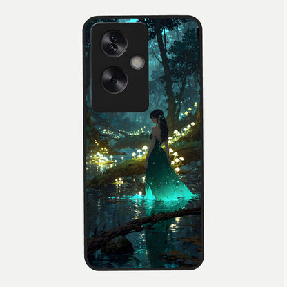  Enchanted Forest Glow Glass Case For Oppo A79 back cover – full design glossy printed glass finish
