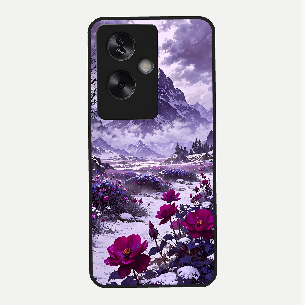  Flower Mountain View Glass Case For Oppo A79 back cover – full design glossy printed glass finish