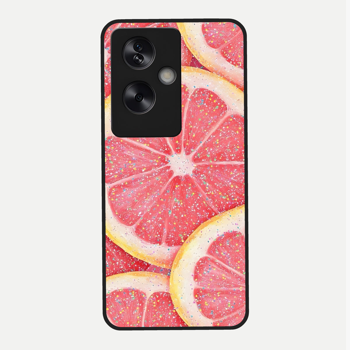  Glitter Grapefruit Glass Case For Oppo A79 back cover – full design glossy printed glass finish