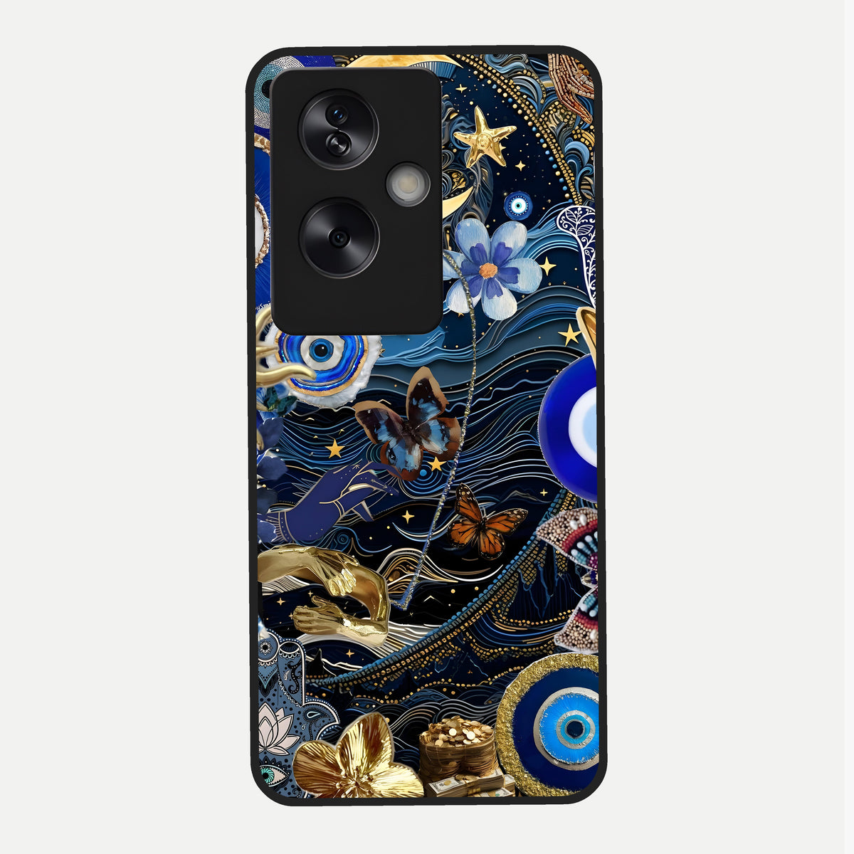  Golden Moon Magic Glass Case For Oppo A79 back cover – full design glossy printed glass finish