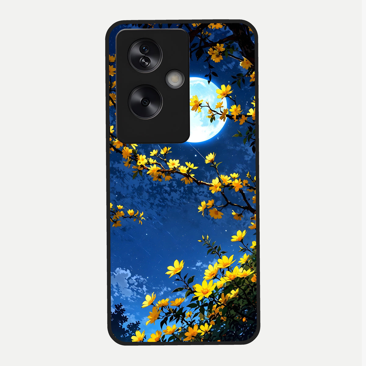  Golden Night Glow Glass Case For Oppo A79 back cover – full design glossy printed glass finish