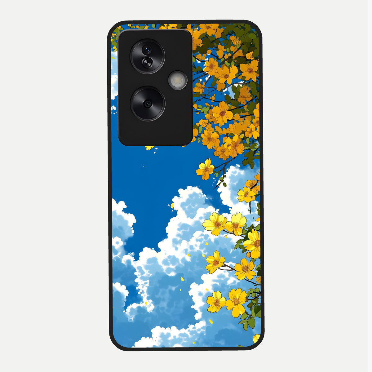  Golden Petal Sky Glass Case For Oppo A79 back cover – full design glossy printed glass finish
