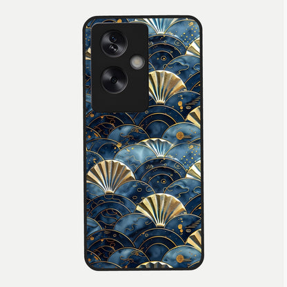  Golden Wave Luxe Glass Case For Oppo A79 back cover – full design glossy printed glass finish