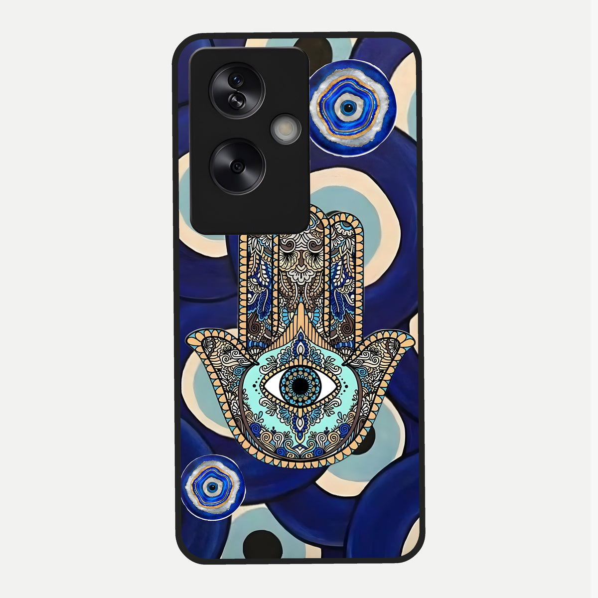  Hamsa Divine Guard Glass Case For Oppo A79 back cover – full design glossy printed glass finish