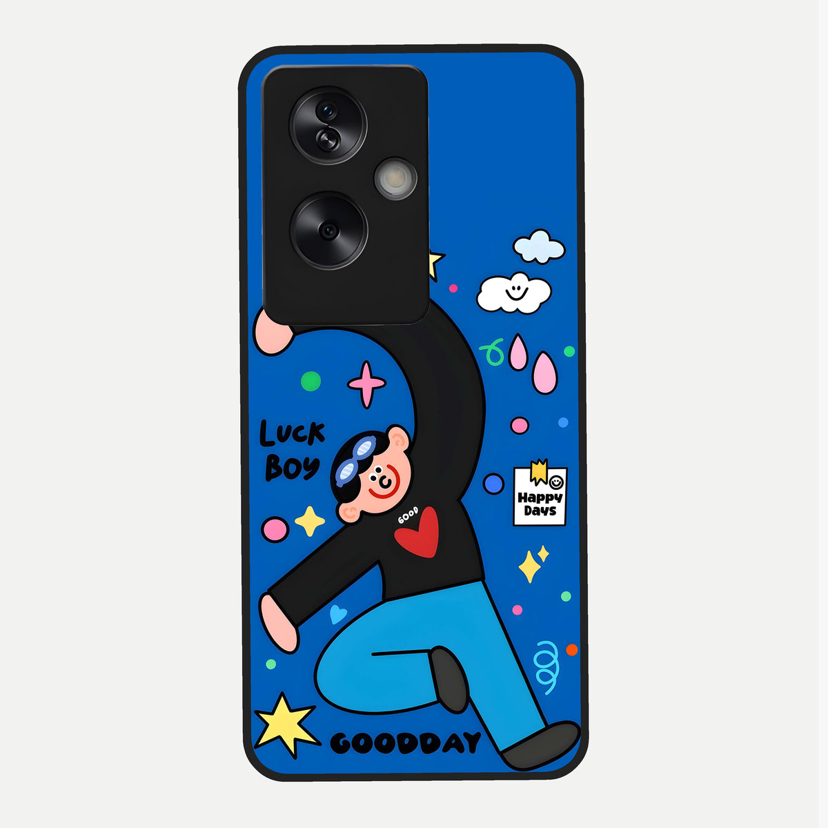  Happy Luck Vibe Glass Case For Oppo A79 back cover – full design glossy printed glass finish