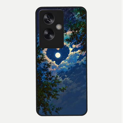  Heart With Moon Sky Glass Case For Oppo A79 back cover – full design glossy printed glass finish