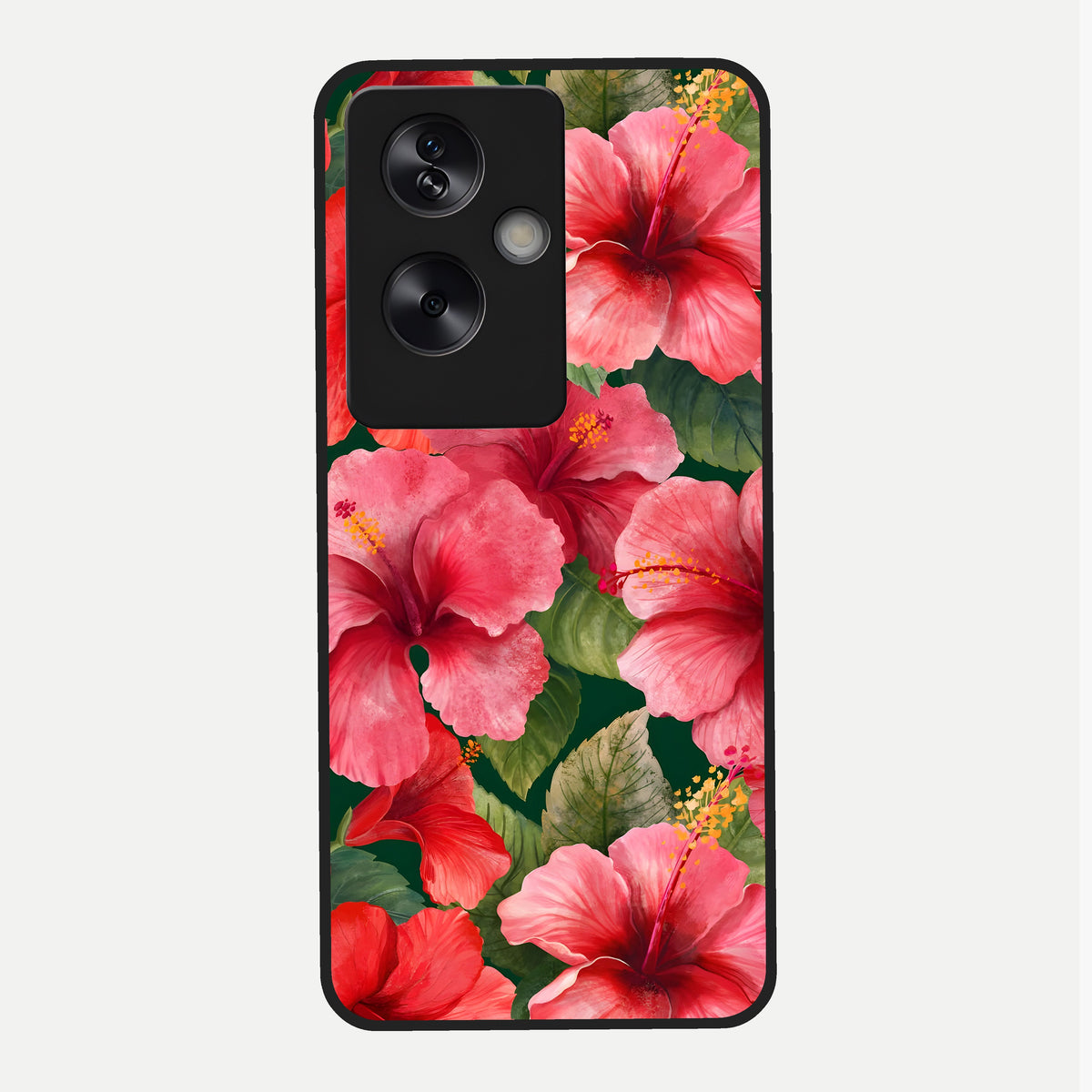  Hibiscus Pattern Glass Case For Oppo A79 back cover – full design glossy printed glass finish