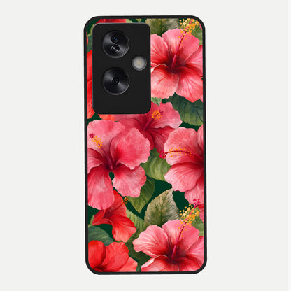  Hibiscus Pattern Glass Case For Oppo A79 back cover – full design glossy printed glass finish