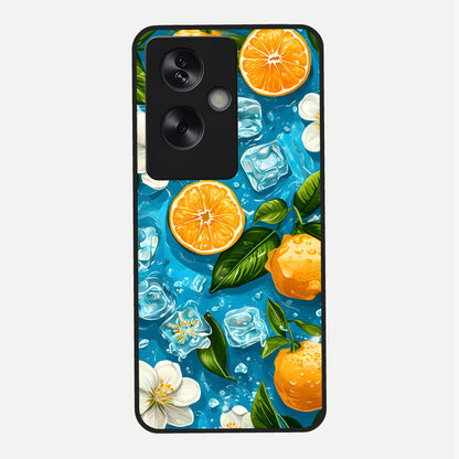  Ice Cube With Orange Glass Case For Oppo A79 back cover – full design glossy printed glass finish