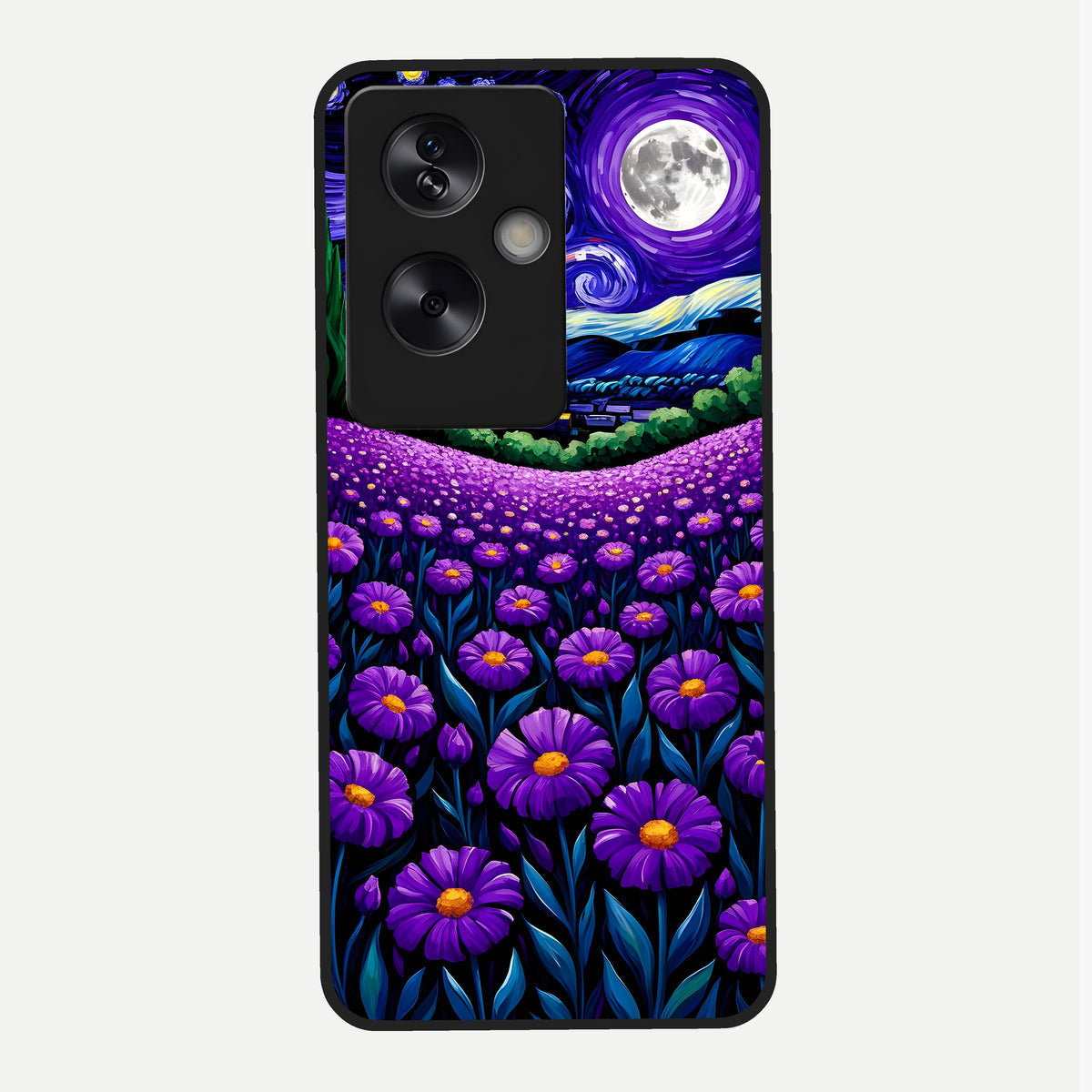  Lavender Moon Field Glass Case For Oppo A79 back cover – full design glossy printed glass finish