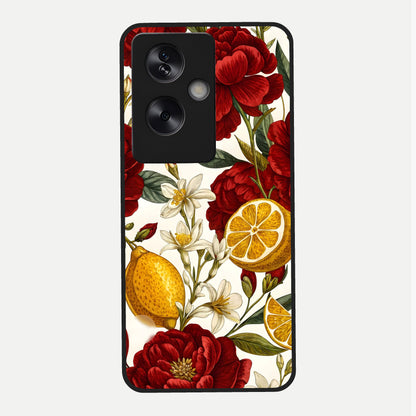  Lemon Rose Charm Glass Case For Oppo A79 back cover – full design glossy printed glass finish